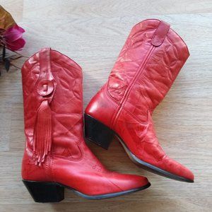 VTG Laredo Red Leather Western Cowboy Boots